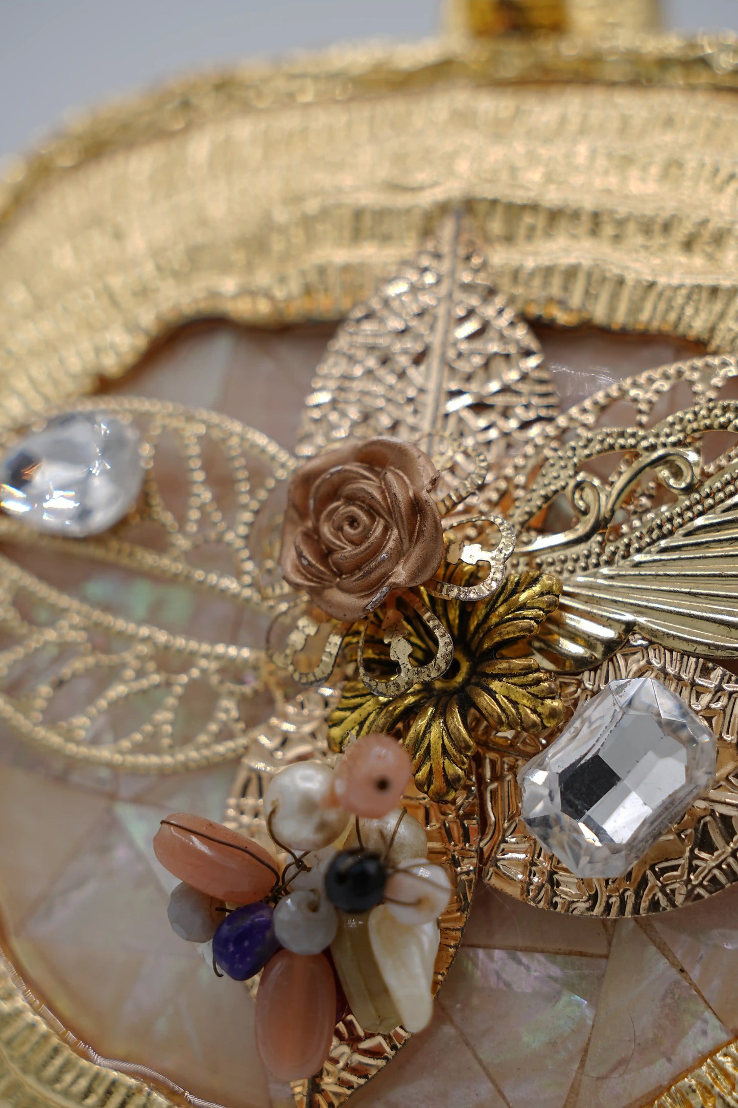 Mother-of-Pearl Gold Minaudière