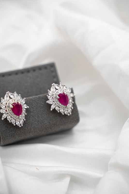 Petal Studs in Ruby