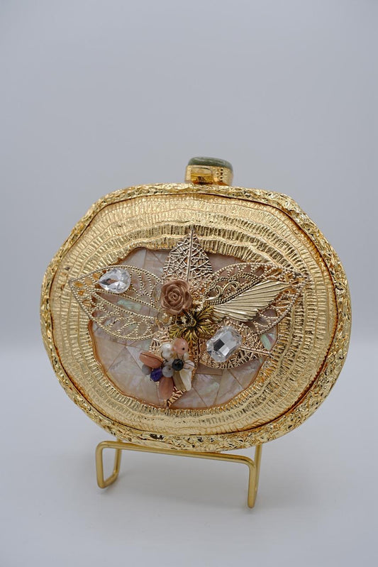 Mother-of-Pearl Gold Minaudière