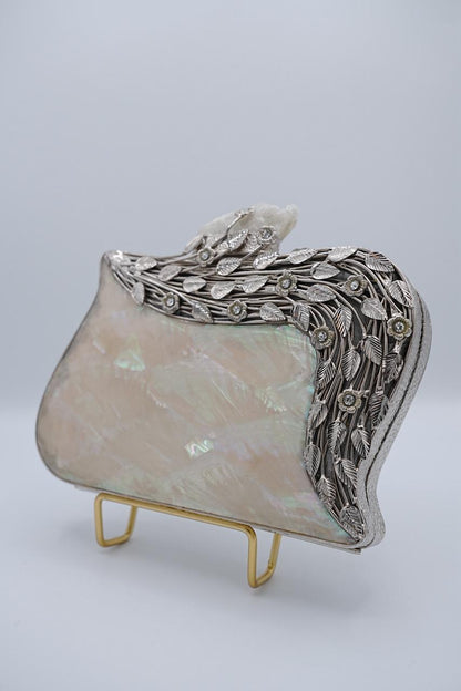 Abalone Silver Toned Clutch
