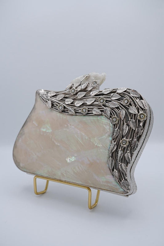 Abalone Silver Toned Clutch