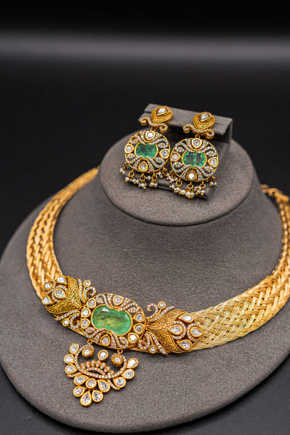 Emerald Crown Polki Necklace