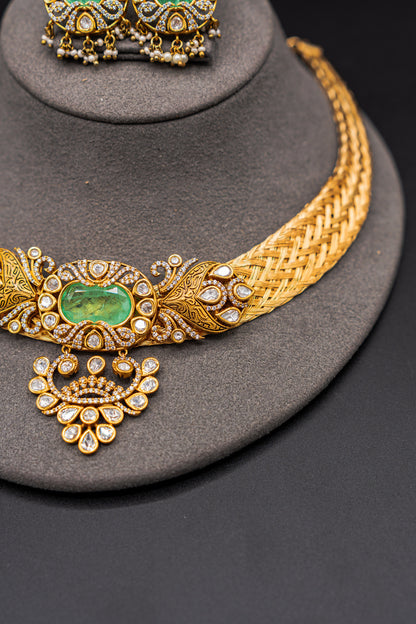 Emerald Crown Polki Necklace