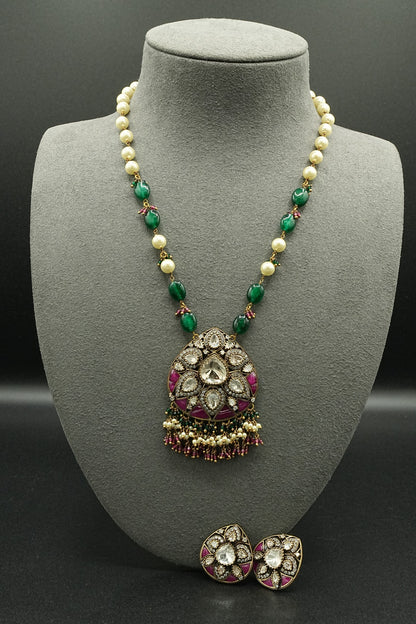 Pink Emerald Polki Set