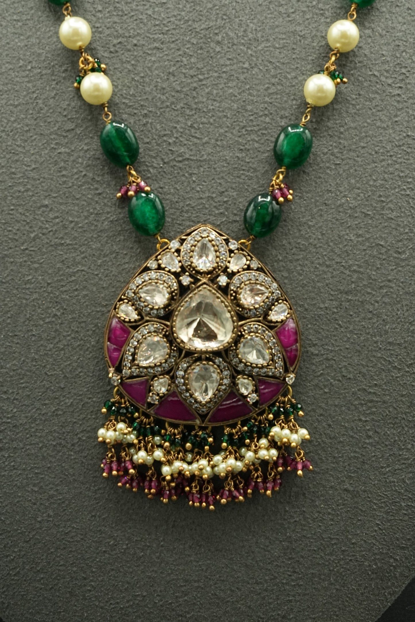 Pink Emerald Polki Set