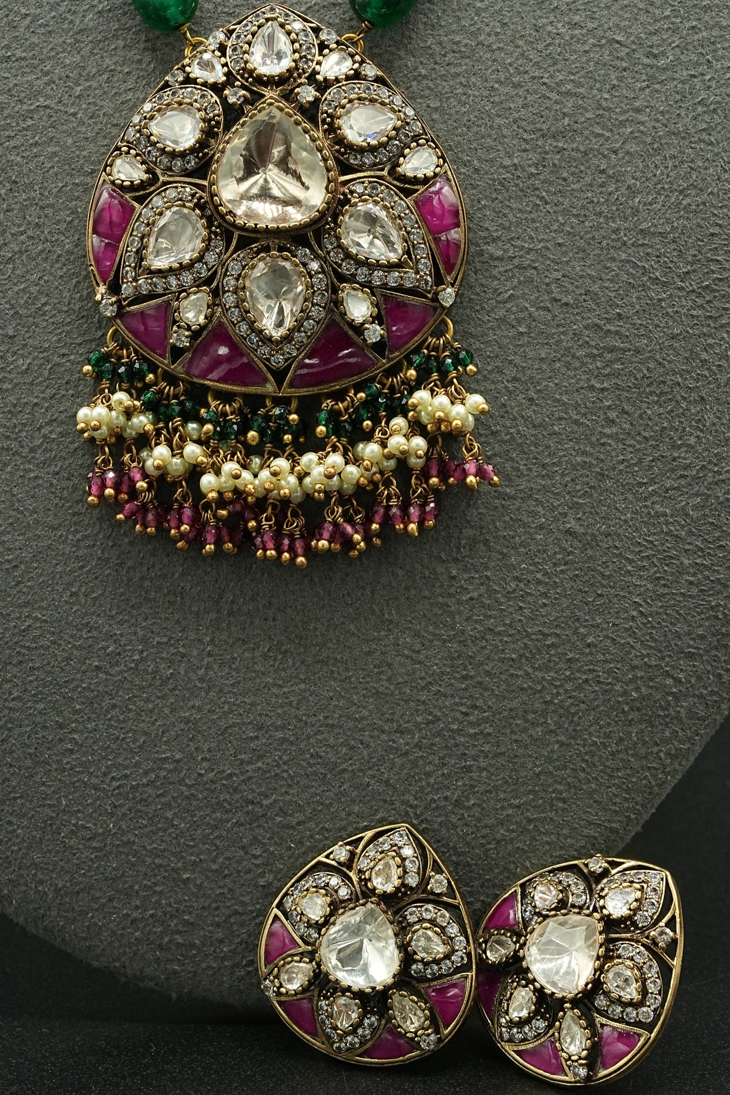 Pink Emerald Polki Set