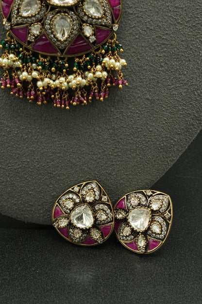 Pink Emerald Polki Set