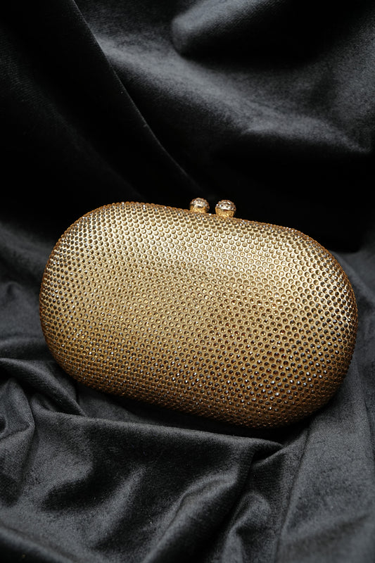 Sleek Rounded  Gold Clutch