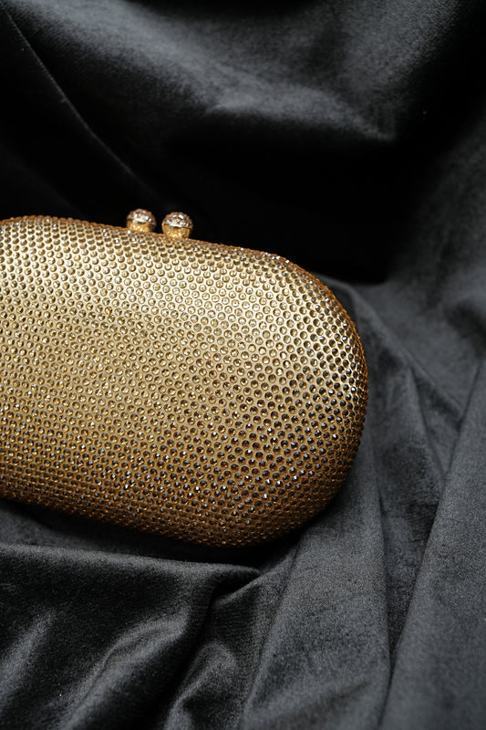 Sleek Rounded  Gold Clutch