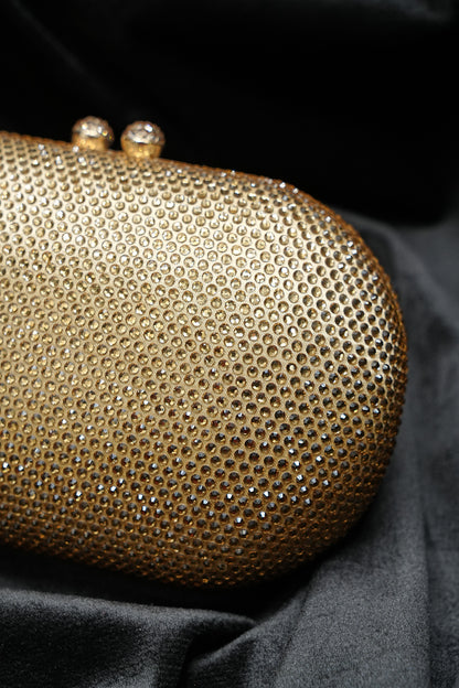 Sleek Rounded  Gold Clutch