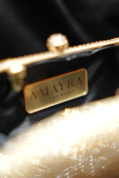Sleek Rounded  Gold Clutch