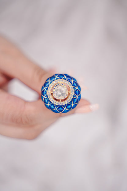Blue Polki Ring