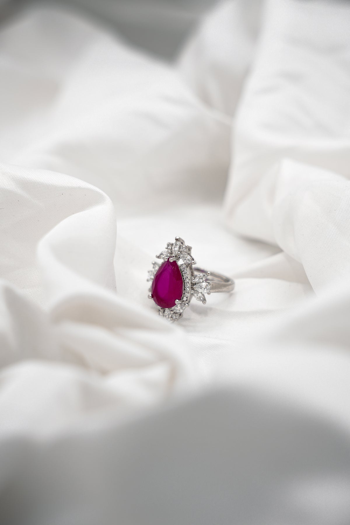 Pear Cut Ruby Ring