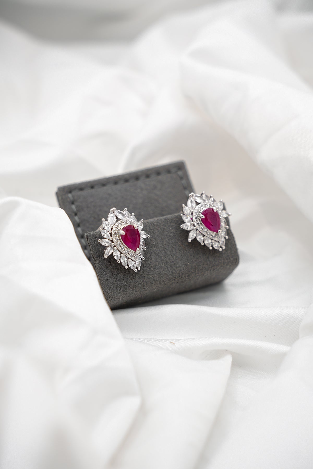 Petal Studs in Ruby