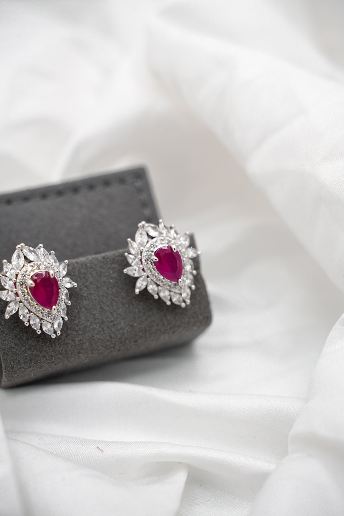 Petal Studs in Ruby
