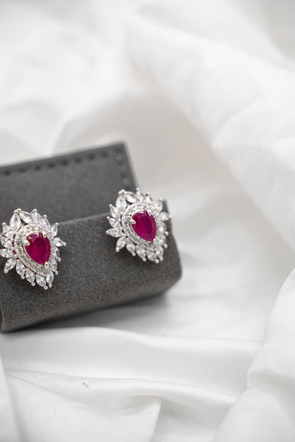 Petal Studs in Ruby