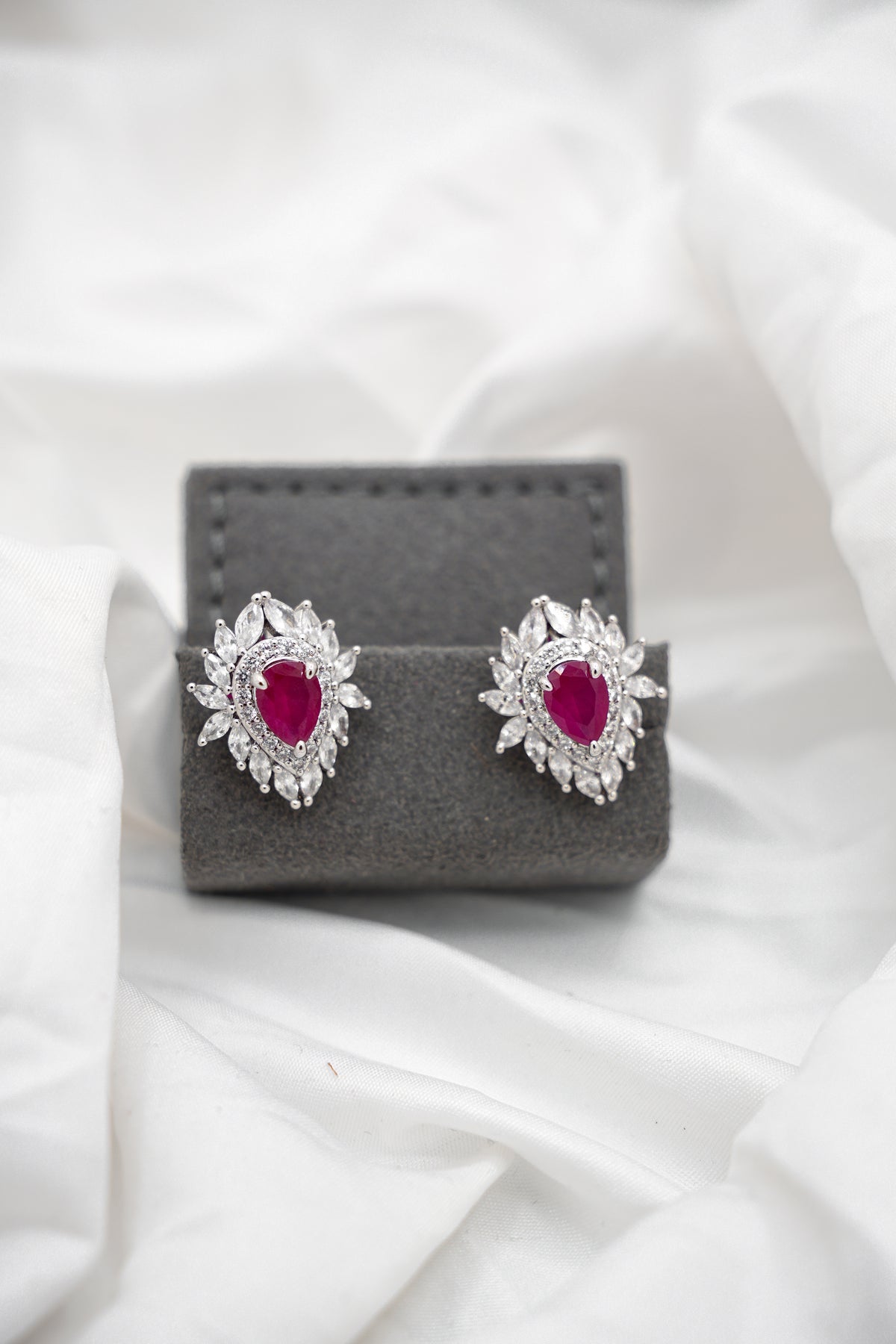 Petal Studs in Ruby