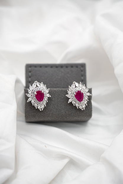 Petal Studs in Ruby