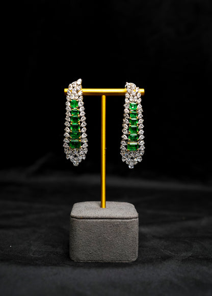 Silver  Emerald Danglers