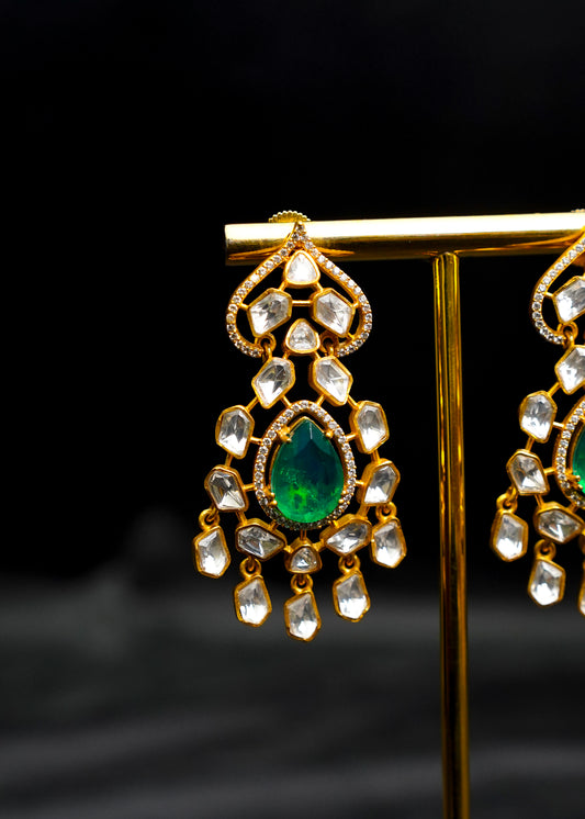 Uncut emerald polki earrings