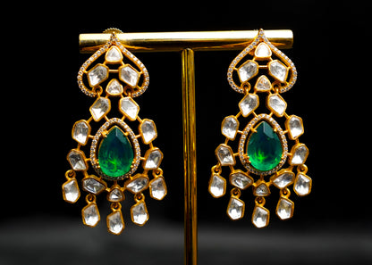 Uncut emerald polki earrings
